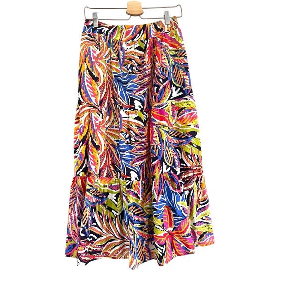Rachel Zoe Dresses & Skirts - Rachel Zoe Midi Maxi Skirt Size M Colorful Tropical Print Tiered Summer Eclectic